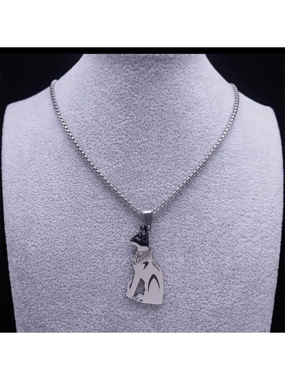 EGYPTIAN Cat Goddess Necklace Stainless Steel in Silver or Gold